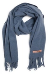 Acne Studios Fringed Wool Scarf In Ocean Blue Melange