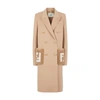 Fendi Double-breasted Long Coat In Beige