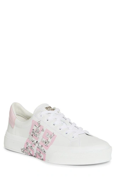 Givenchy X Disney® City Sport Printed Leather Sneakers In White/ Pink