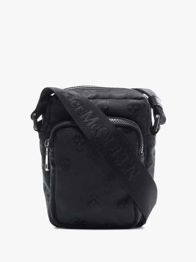 Alexander Mcqueen Logo-jacquard Canvas Cross-body Bag In Black