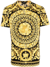 Versace T-shirt Jersey Cotton Bio Stampa Barocco Classic In Black