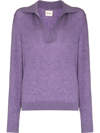 Khaite Jo Cashmere Featherweight-knit Sweater In Purple