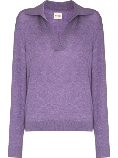 Khaite Jo Cashmere Featherweight-knit Sweater In Purple