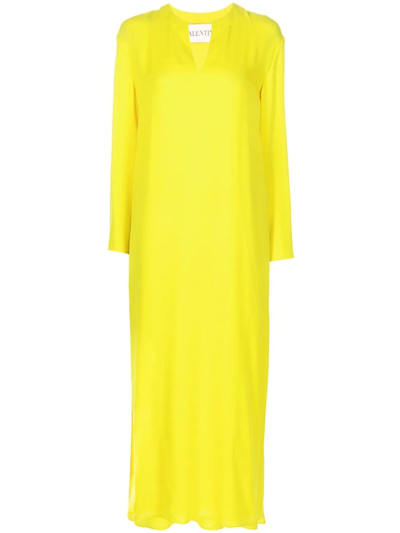 Valentino Thigh-slit Silk Georgette Maxi Dress In Yellow