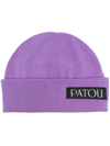 Patou Purple Merino Wool And Cashmere Beanie In Purple