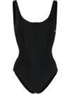 Moncler Black Logo One-piece Swimsuit In Multi-colored