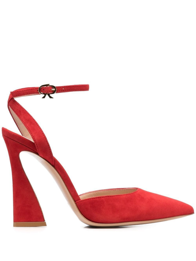 Gianvito Rossi Aura Suede Ankle-strap Pumps In Tabasco Red