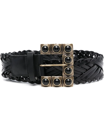 ETRO INTERWOVEN LEATHER BUCKLE BELT