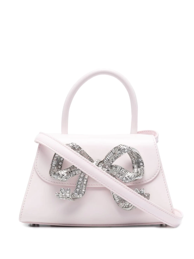 Self-portrait Bow-embellished Tote In Pink & Purple