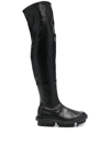 Ps By Paul Smith Thigh-high Flat Leather Boots In 黑色