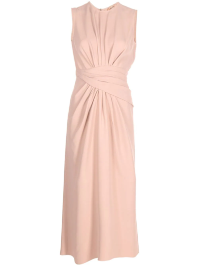 N°21 Cady Long Dress Crew Neck Detail In Pink
