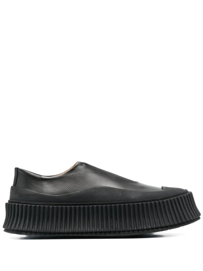 Jil Sander Platform-sole Slip-on Sneakers In 黑色