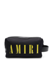 AMIRI LOGO-PRINT LEATHER-TRIM WASH BAG