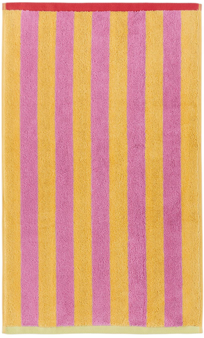 Dusen Dusen Pink & Yellow Grapefruit Stripe Hand Towel In Grapefruit Stripe