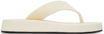 The Row Ginza Leather And Velvet Platform Flip Flops In White