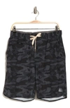 Vintage 1946 Camo Print Windjammer Shorts In Black Camo