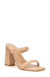 New York And Company Galina Faux Snake Embossed Leather Block Heel Sandal In Nude
