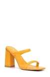 New York And Company Galina Faux Snake Embossed Leather Block Heel Sandal In Orange