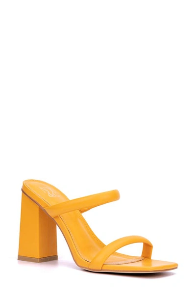 New York And Company Galina Faux Snake Embossed Leather Block Heel Sandal In Orange