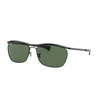 Ray Ban Olympian Ii Deluxe Polarized Green Classsic G-15 Browline Unisex Sunglasses Rb3619 002/58 60 In Black,green