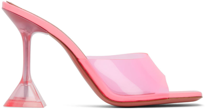 Amina Muaddi Lupita Glass Square-toe Pvc Heeled Mules In Pink