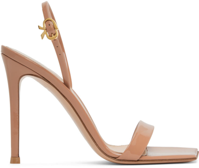 Gianvito Rossi Beige Patent Ribbon Stiletto 105 Heels In Nude
