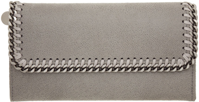 Stella Mccartney The Falabella Vegetarian Brushed-leather Continental Wallet In Grey