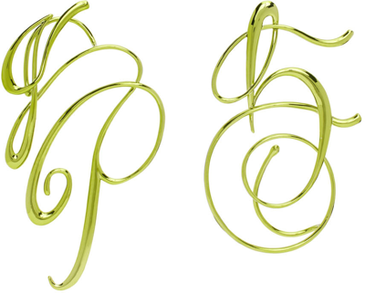 Jean Paul Gaultier Logo-plaque Sculpted Earrings In Lime