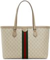 Gucci Beige & Off-white Ophidia Medium Gg Tote In 9682 Beige M.whi/oat