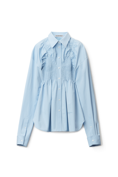 Alexander Wang Smocked Shirt In Cotton Poplin In Oxford