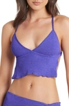 Bound By Bond-eye Simone Longline Bikini Top In Acid Purple