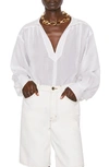 Frame Long Sleeve Popover Blouse In White
