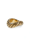 Balenciaga Logo Ring In Antique Gold