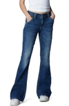 Hint Of Blu Fun Mid Rise Slim Flare Jeans In Willa Blue