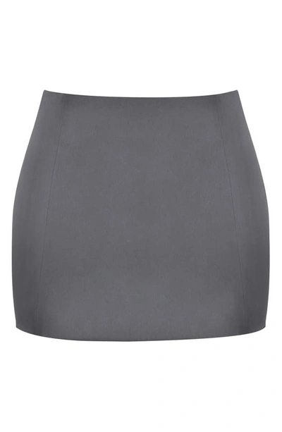 House Of Cb Catalina Satin A-line Miniskirt In Dark Grey