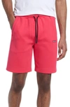 Hugo Boss Headlo Stripe Cotton Blend Shorts In Bright Pink