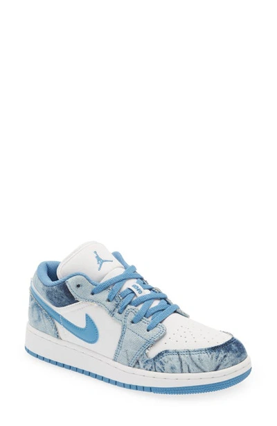 Jordan Kids' Nike Air  1 Low Sneaker In White/ Dutch Blue/ White