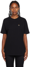 Vivienne Westwood Black Crewneck T-shirt With Multicolor Orb Embroidery In Cotton Woman
