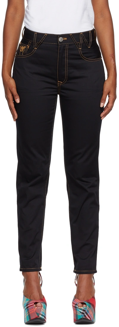 Vivienne Westwood W Harris Brand-embroidered Straight High-rise Recycled-cotton-blend Jeans In Black