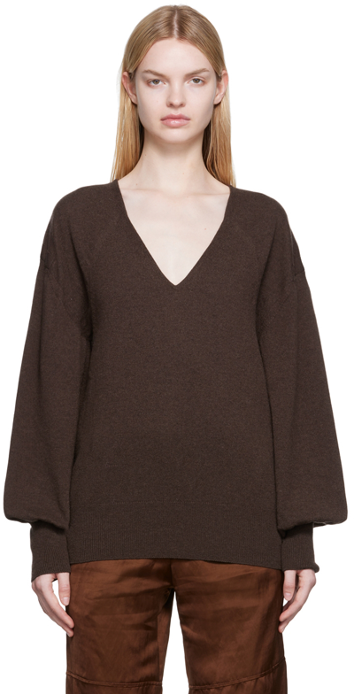 Tom Ford Brown V-neck Sweater In Kb520 Pecan