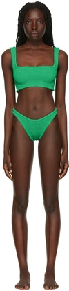 Hunza G + Net Sustain Xandra Seersucker Bikini In Emerald