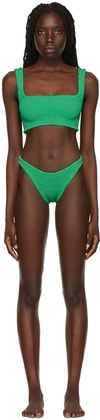 Hunza G + Net Sustain Xandra Seersucker Bikini In Green