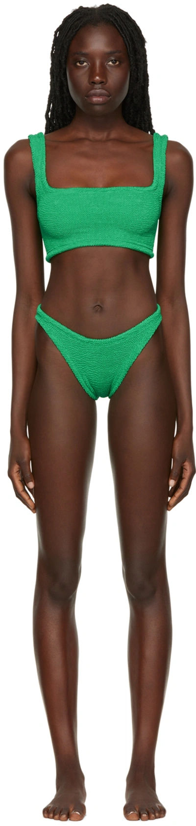 Hunza G + Net Sustain Xandra Seersucker Bikini In Emerald