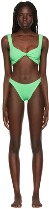 Hunza G Juno Twisted Two-piece Bikini Set In Lime