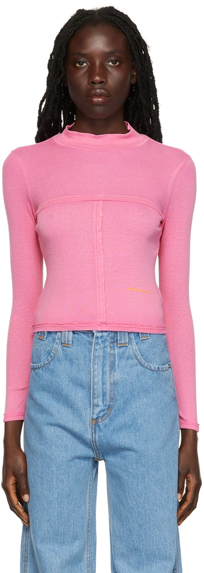 Eckhaus Latta Lapped Baby Layered Long-sleeve Top In Pink