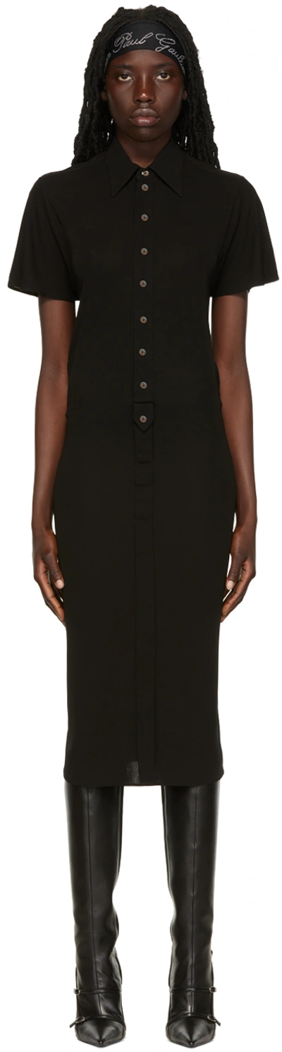 Jean Paul Gaultier Open-back Midi Shirt Dress In Black