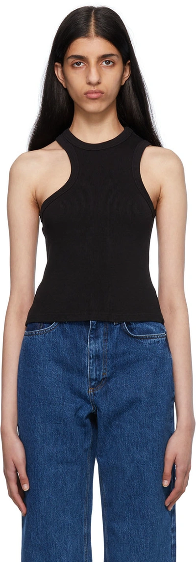 Axel Arigato Scoop Asymmetric-hem Stretch-cotton Tank Top In Black