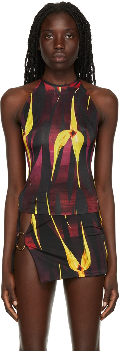 Louisa Ballou Red Printed Tank Top In Midnight Orchid