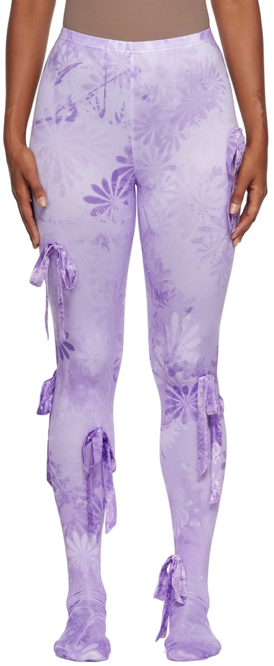 Collina Strada Purple Butterfly Bow Leggings In Lilac Nepal