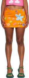 Collina Strada Orange Wave Miniskirt In Orange Doodle